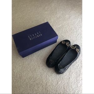 EUC Stuart Weitzman Quilted Bow Chain Flats Size 9
